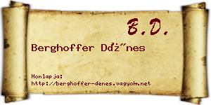 Berghoffer Dénes névjegykártya