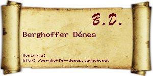 Berghoffer Dénes névjegykártya